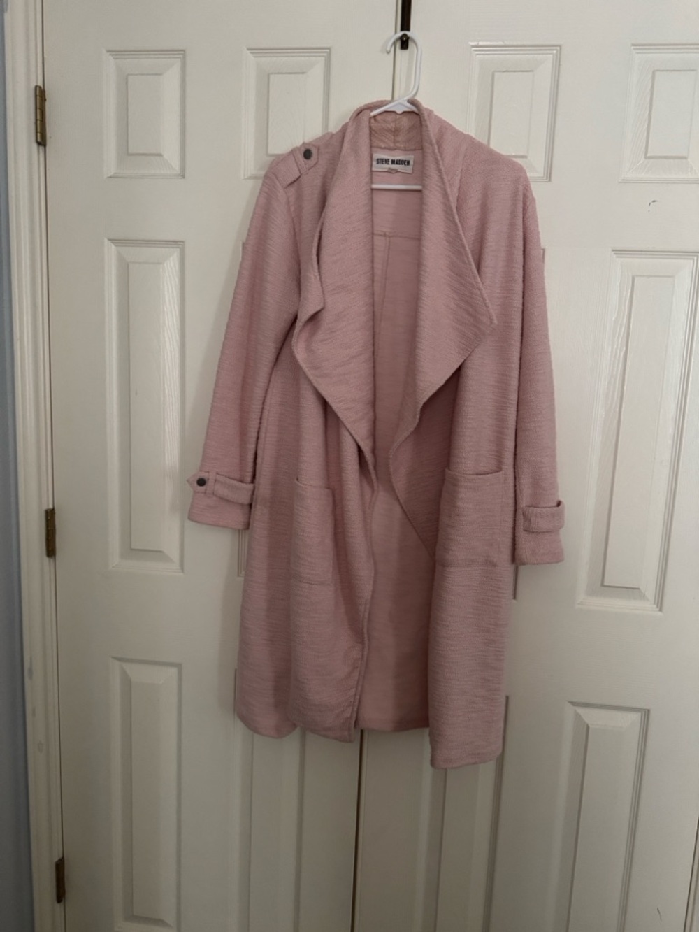 Steve Madden Light Pink Draped Open-Front Coat